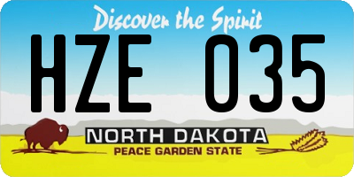 ND license plate HZE035