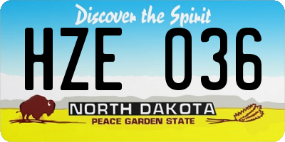 ND license plate HZE036