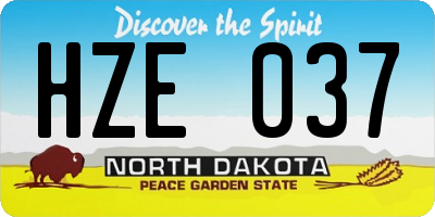 ND license plate HZE037