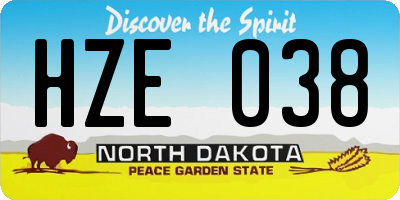 ND license plate HZE038