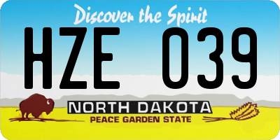 ND license plate HZE039