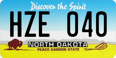 ND license plate HZE040