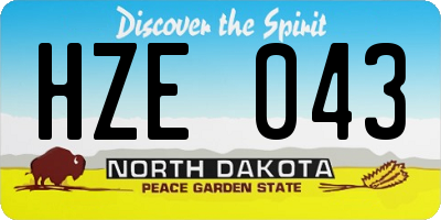 ND license plate HZE043