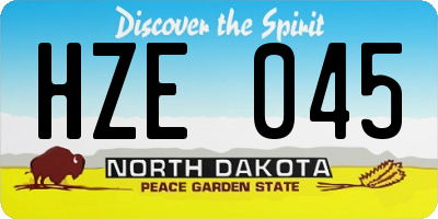 ND license plate HZE045