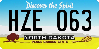 ND license plate HZE063