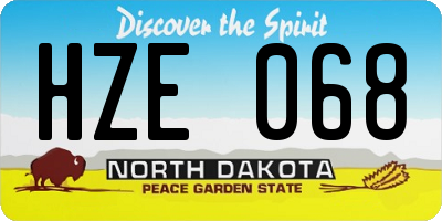 ND license plate HZE068