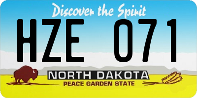 ND license plate HZE071