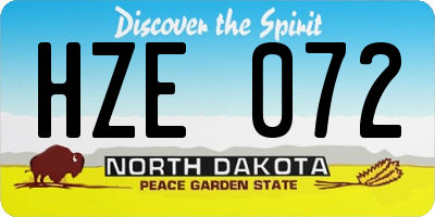 ND license plate HZE072