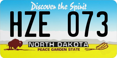 ND license plate HZE073