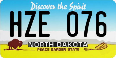 ND license plate HZE076