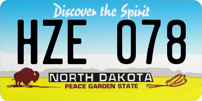 ND license plate HZE078