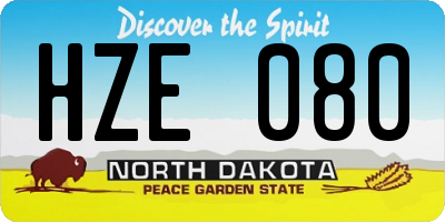 ND license plate HZE080