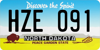 ND license plate HZE091