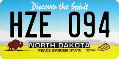 ND license plate HZE094