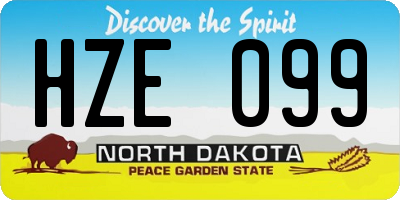 ND license plate HZE099