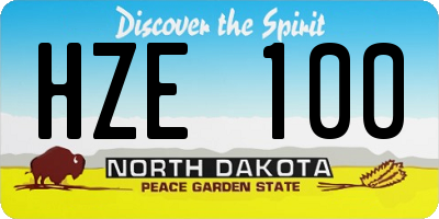 ND license plate HZE100