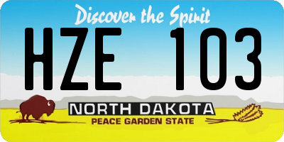 ND license plate HZE103