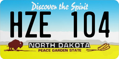 ND license plate HZE104