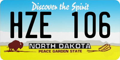ND license plate HZE106