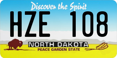 ND license plate HZE108