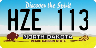 ND license plate HZE113