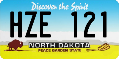ND license plate HZE121