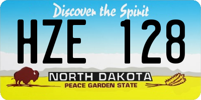 ND license plate HZE128