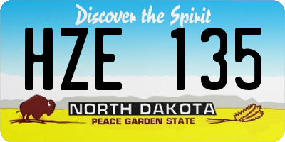 ND license plate HZE135
