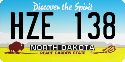 ND license plate HZE138