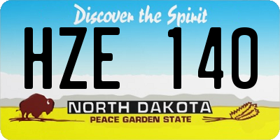 ND license plate HZE140