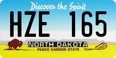 ND license plate HZE165