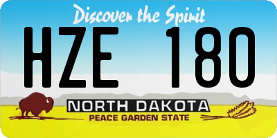 ND license plate HZE180