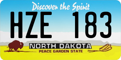 ND license plate HZE183