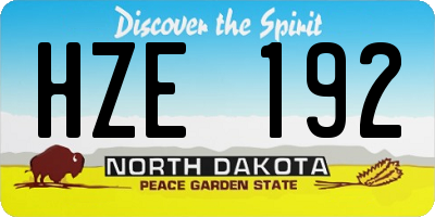 ND license plate HZE192
