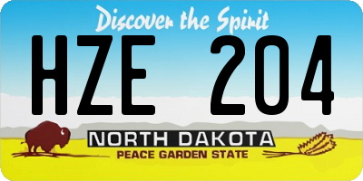 ND license plate HZE204