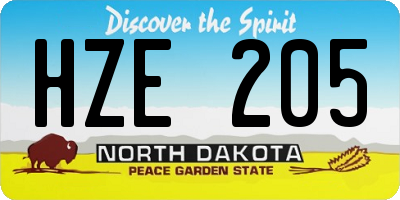 ND license plate HZE205