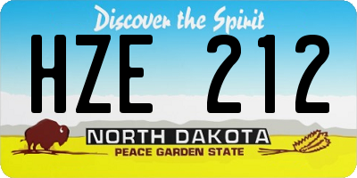 ND license plate HZE212