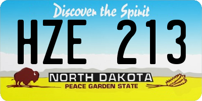 ND license plate HZE213