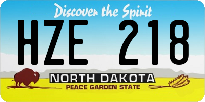 ND license plate HZE218