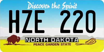 ND license plate HZE220