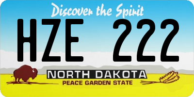 ND license plate HZE222