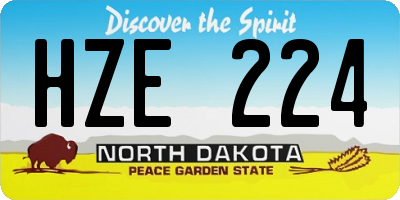 ND license plate HZE224