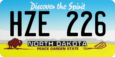 ND license plate HZE226