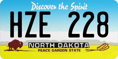 ND license plate HZE228