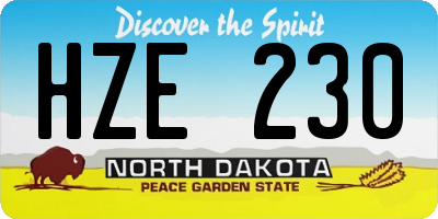 ND license plate HZE230
