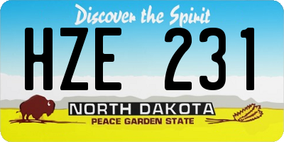 ND license plate HZE231