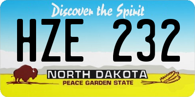 ND license plate HZE232