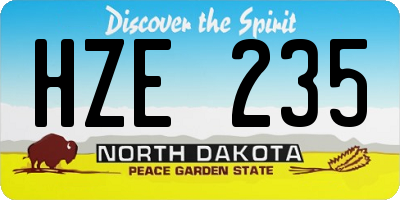 ND license plate HZE235