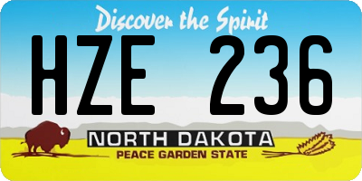 ND license plate HZE236