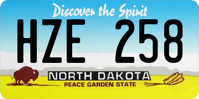 ND license plate HZE258
